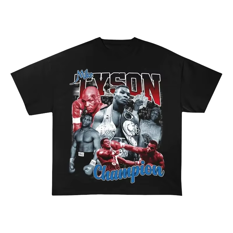 Streetwear Brand Trends - 2026Mike Boxing 프린트 레트로 티셔츠, 유니섹스,