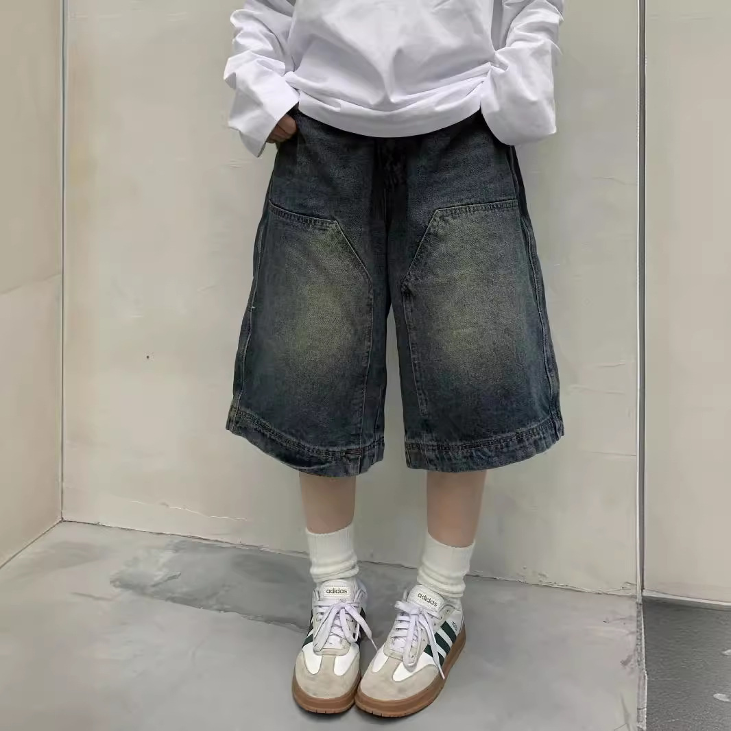 Streetwear Brand Pants - 여성 Y2K 빈티지 배기 진 반바지