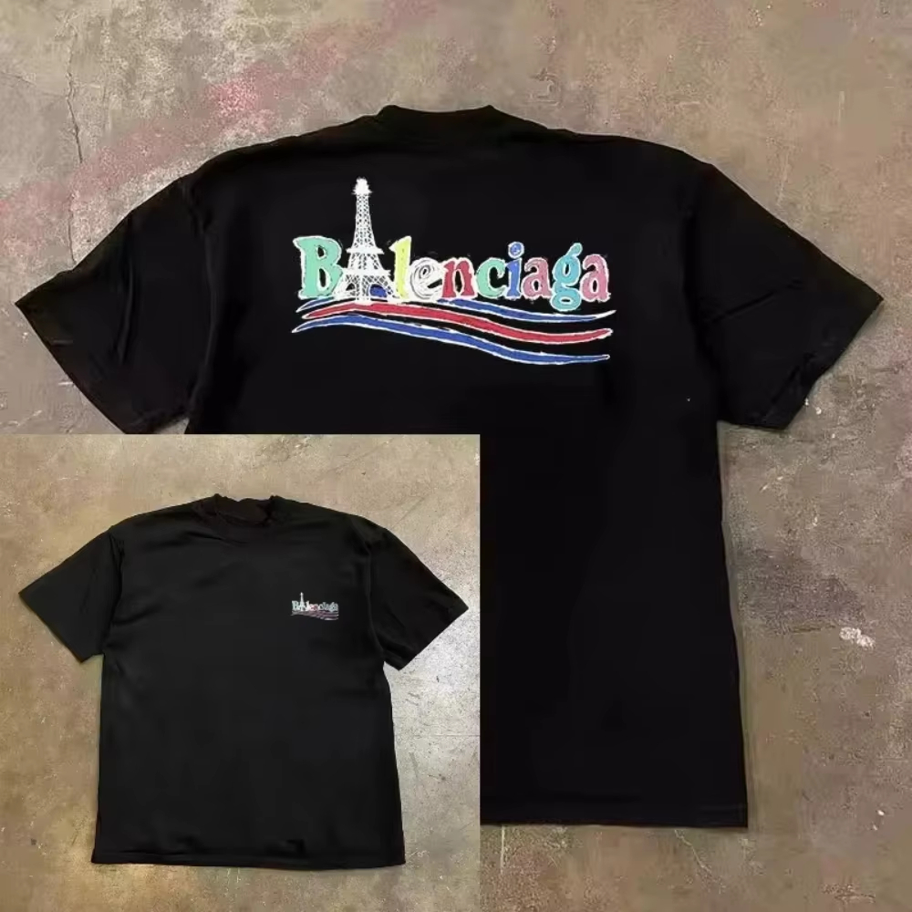 Streetwear Brand In Paris - 파리 타워 도파민 레인보우 워드 패션
