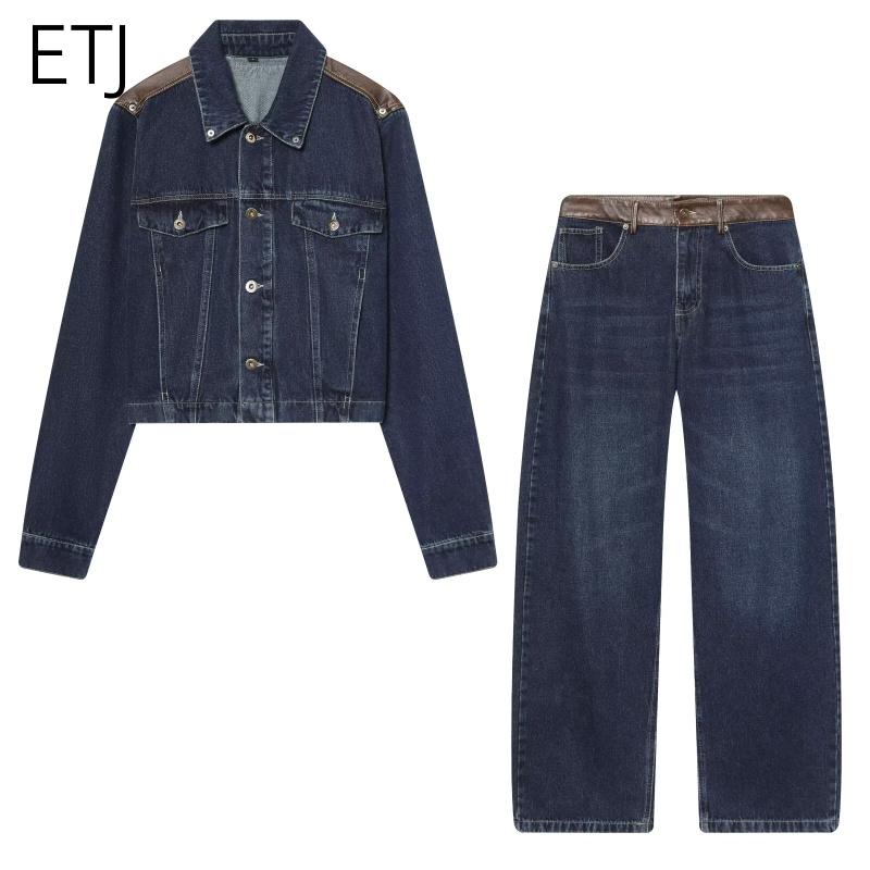 Streetwear Brand Pants - ETJ 여성 데님 재킷 & 청바지