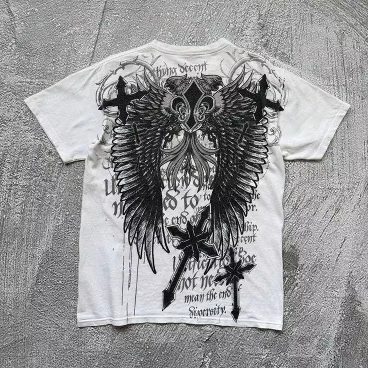 Gothic Streetwear Brand - Y2K 고딕 윙 크로스 클래식 아메리칸