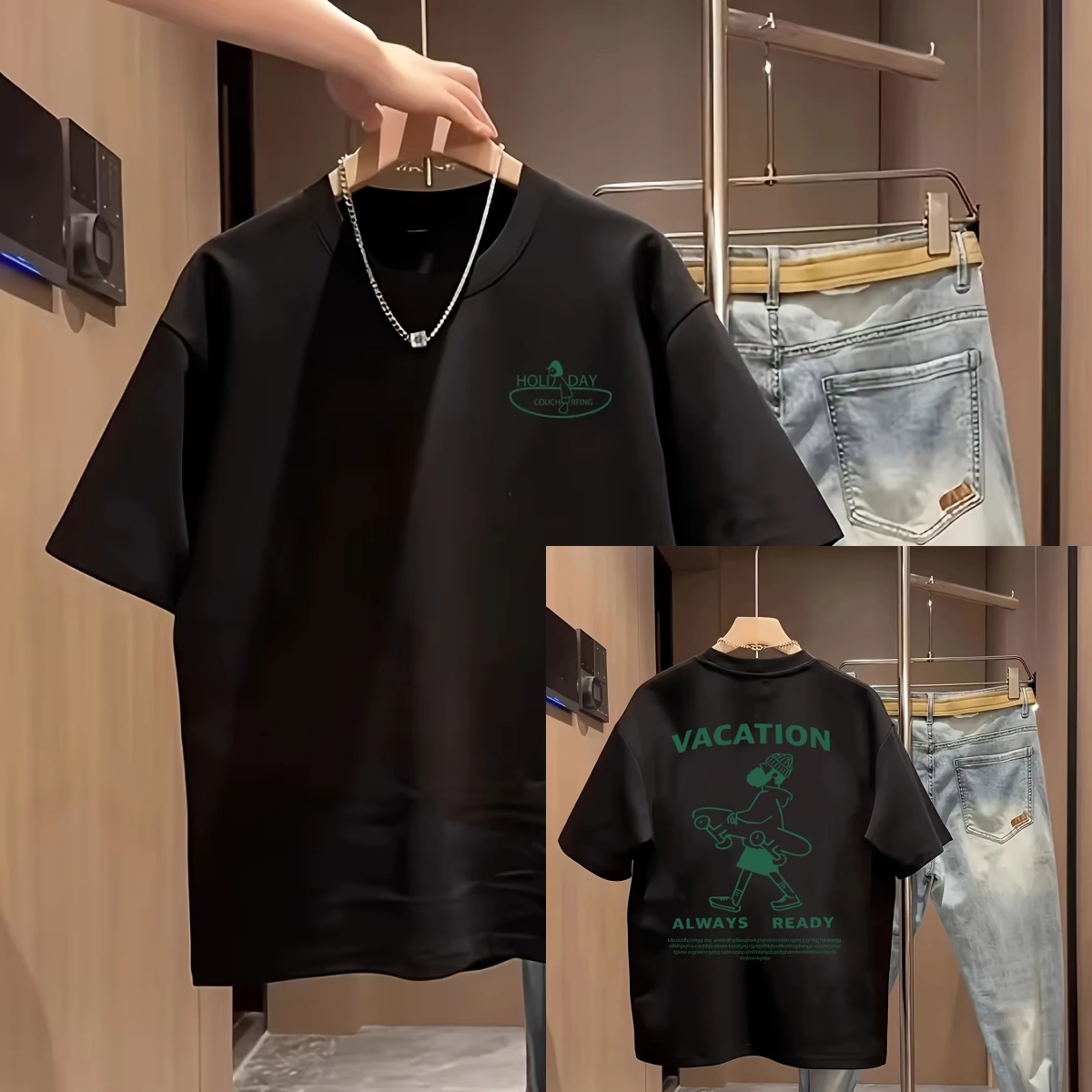 Streetwear Brand Slogans - 피규어 & 슬로건 프린트 캐주얼 트렌디