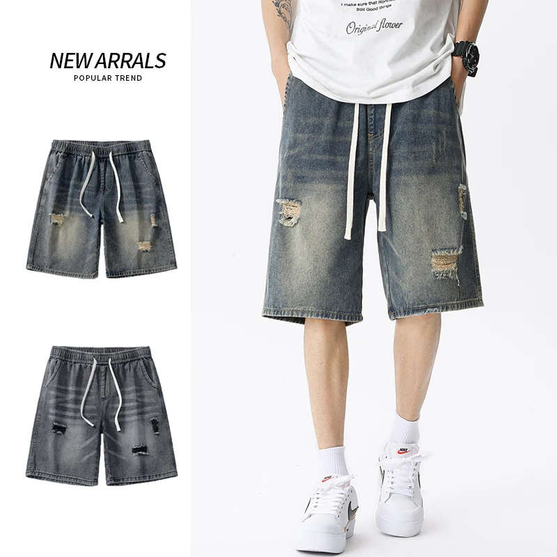 여름 얇은 데님 반바지 남성 레트로 streetwear - Streetwear Brand Pants 리뷰 및 가격