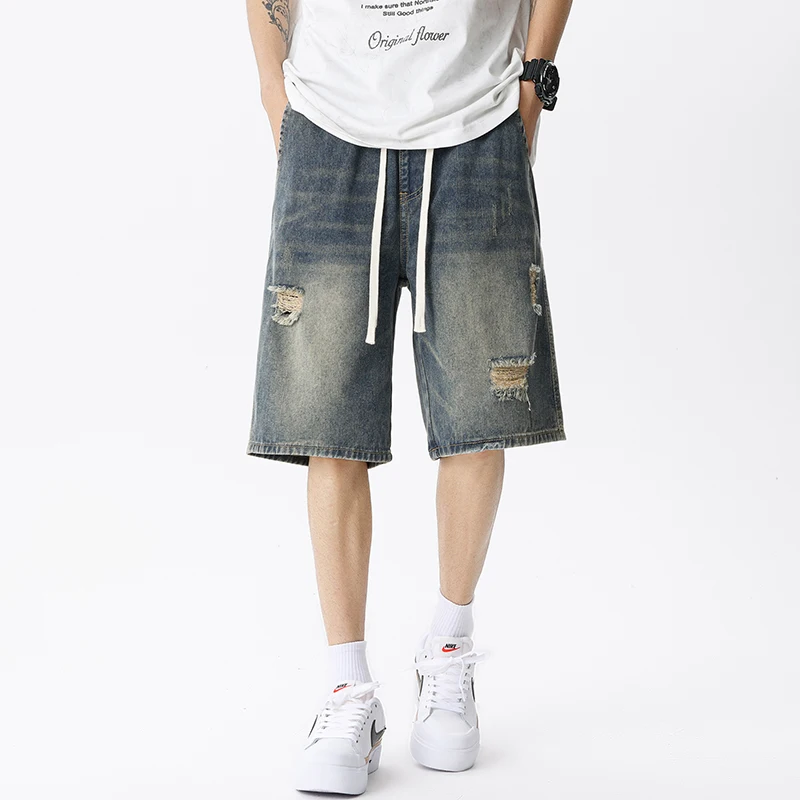 여름 얇은 데님 반바지 남성 레트로 streetwear - Streetwear Brand Pants 리뷰 및 가격