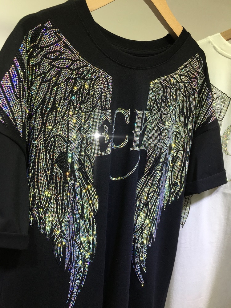 L-4XL 오버사이즈 라인스톤 엔젤 윙 할리 티셔츠,  - Streetwear Clothing Brand 리뷰 및 가격