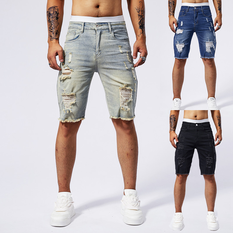 2025 여름 뉴 남성 찢어진 데님 반바지 패션 빈티지 - Streetwear Brand Pants 리뷰 및 가격