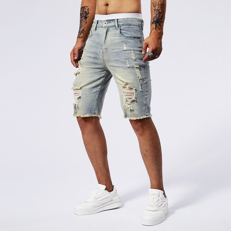 2025 여름 뉴 남성 찢어진 데님 반바지 패션 빈티지 - Streetwear Brand Pants 리뷰 및 가격