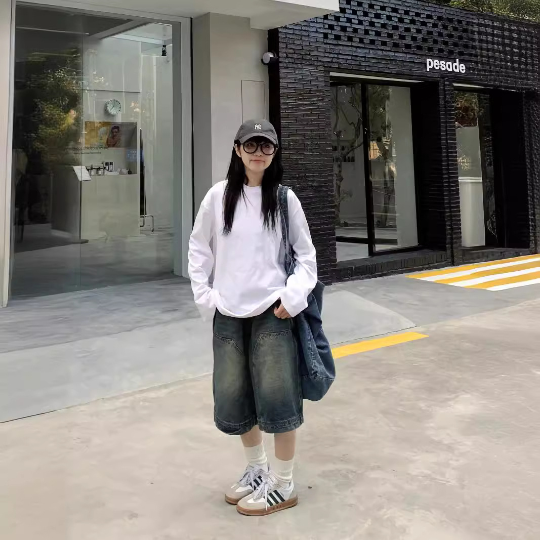 여성 Y2K 빈티지 배기 진 반바지 워싱 와이드 레그  - Streetwear Brand Pants 리뷰 및 가격