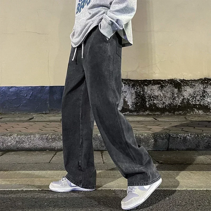 새로운 스트리트웨어 루즈 진 남성 한국 스타일 패션 루 - Streetwear Clothing Brand 리뷰 및 가격