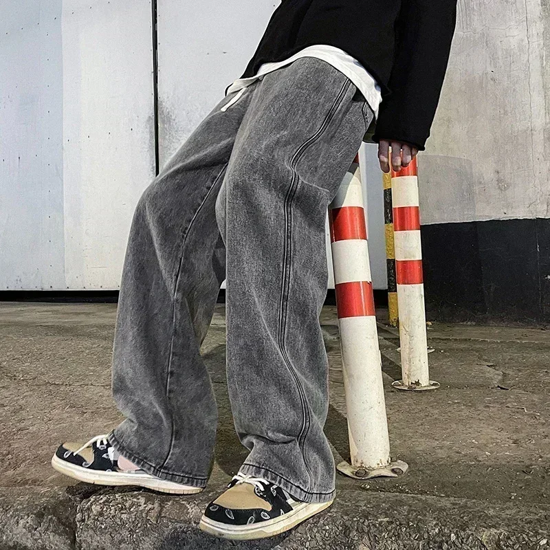 새로운 스트리트웨어 루즈 진 남성 한국 스타일 패션 루 - Streetwear Clothing Brand 리뷰 및 가격