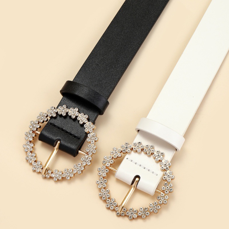 라운드 버클과 라인스톤이 있는 세련된 미니멀리스트 벨트 - Off White Belt 리뷰 및 가격