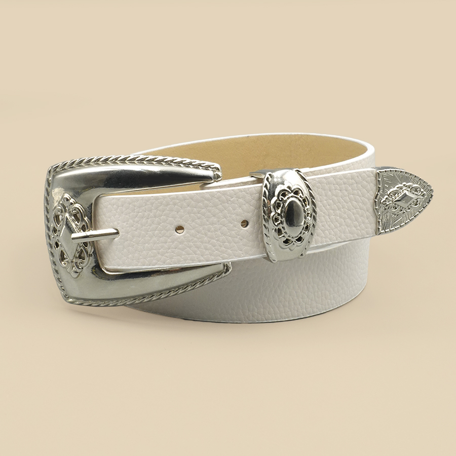 흰색 테두리 여성용 벨트 단색 캐주얼 일상 벨트 은색  - Off White Belt 리뷰 및 가격