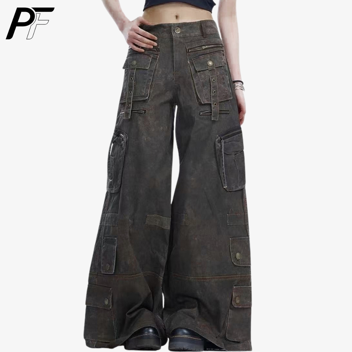 그런지 테크웨어 와이드 레그 카고 팬츠 Y2K 유틸리티 - Streetwear Brand Pants 리뷰 및 가격